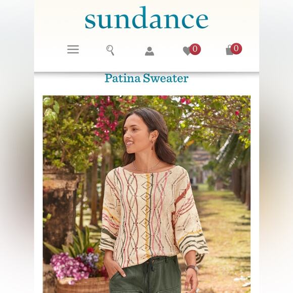 Sundance Patina Striped Sweater Elbow Sleeve Women Medium - Picture 6 of 7